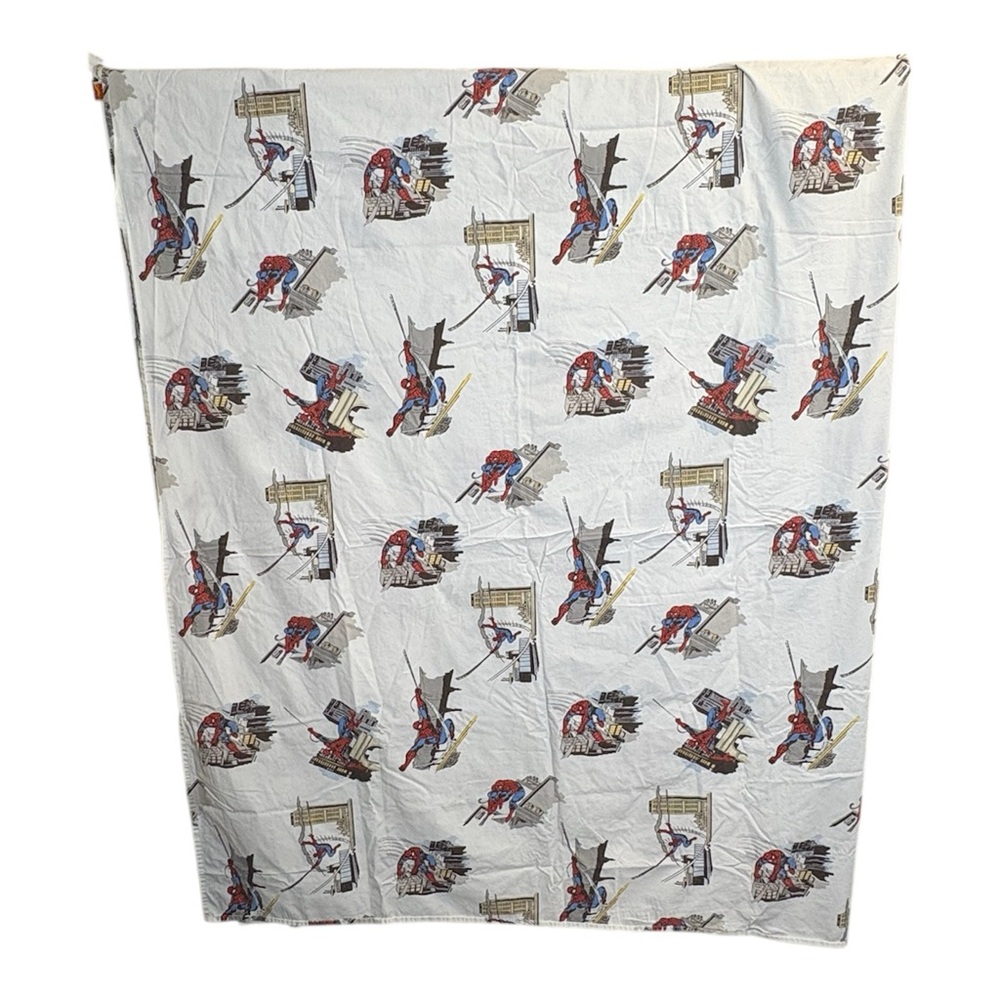 Pottery Barn Kids Marvel Spider-Man TWIN Flat Sheet 100% Cotton Blue White 2008